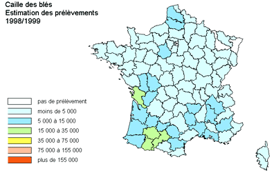 carte prelevements caille France (ONFCS)